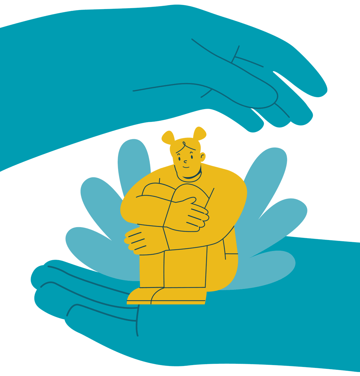 Cover illustration: a figure held by protective hands